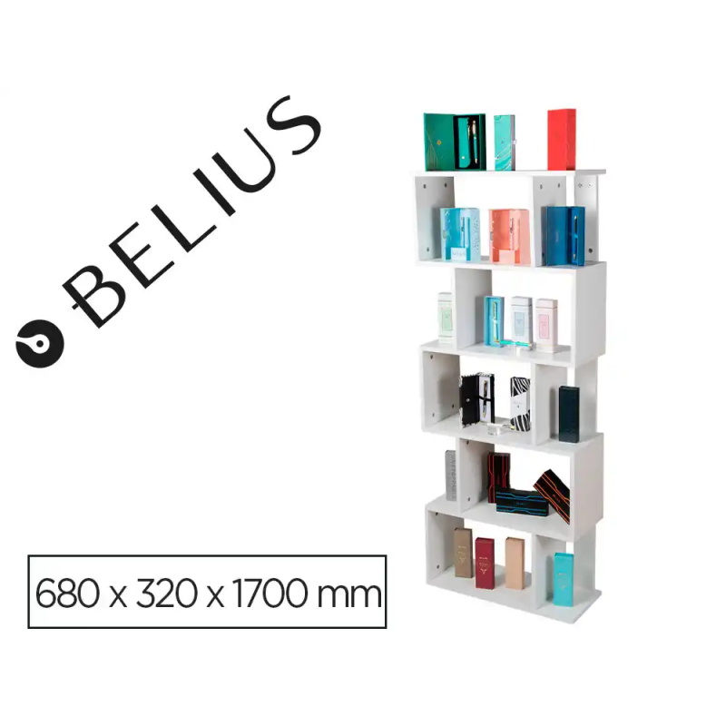 Expositor lote belius de pie blanco 50 piezas melamina 5 estantes 680x320x1700 mm