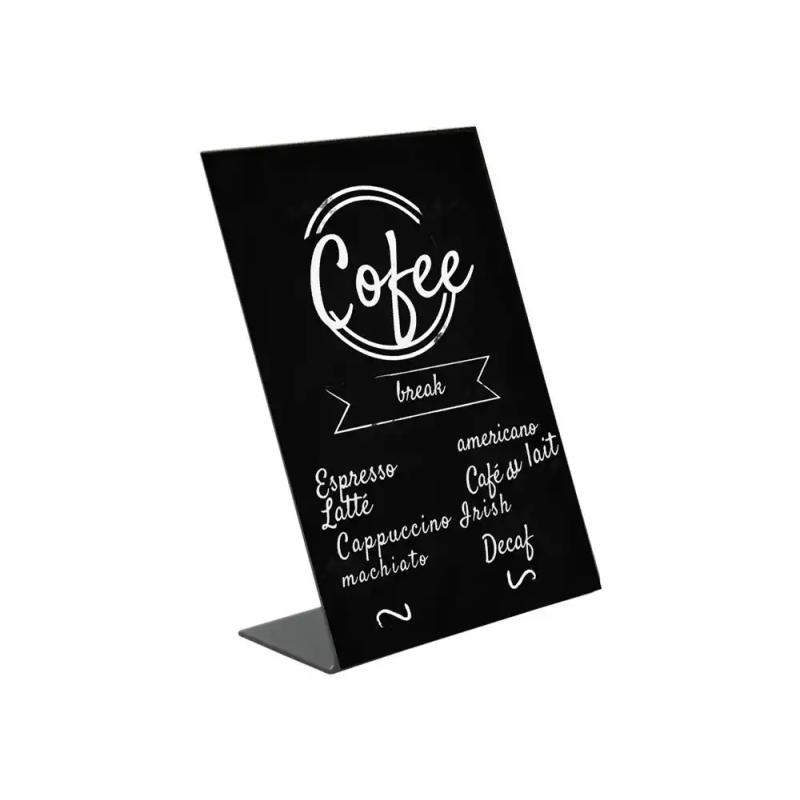 Pizarra de sobremesa archivo 2000 en forma de l a4 vertical metacrilato negro 100% reciclable 85x210x290 mm