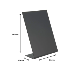 Pizarra de sobremesa archivo 2000 en forma de l a4 vertical metacrilato negro 100% reciclable 85x210x290 mm