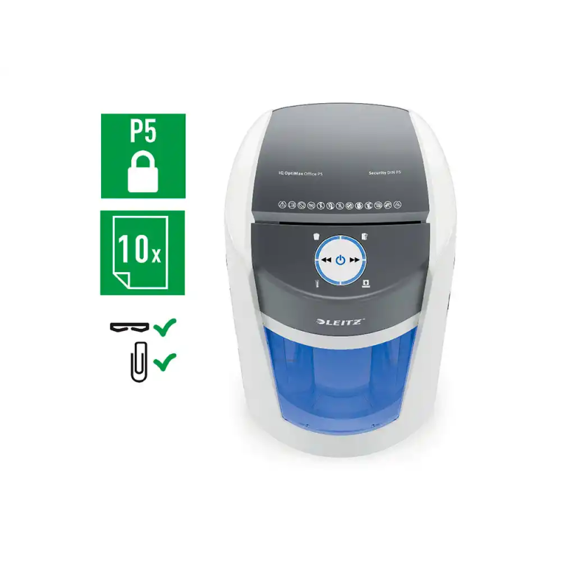 Destructora de documentos leitz optimax office capacidad de corte 10 hojas particulas p5 destruye grapas