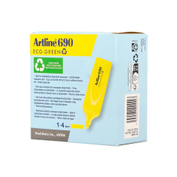 Rotulador artline fluorescente ek-690 eco green punta biselada 1-4 mm amarillo