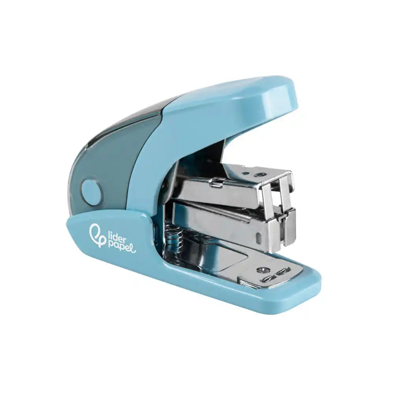 Grapadora liderpapel micro con regalo de caja de 1000 grapas 24/6 26/6 capacidad 20 hojas celeste