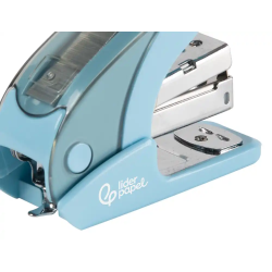 Grapadora liderpapel micro con regalo de caja de 1000 grapas 24/6 26/6 capacidad 20 hojas celeste