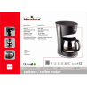 Cafetera ristretto magefesa 12 tazas con filtro extraible y placa calefactora antiadherente 800w