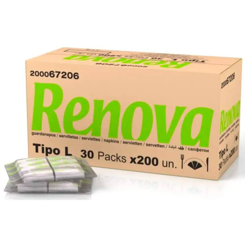 Servilleta renova 1 capa color blanco mini 17x17 cm plegado l paquete de 200 unidades
