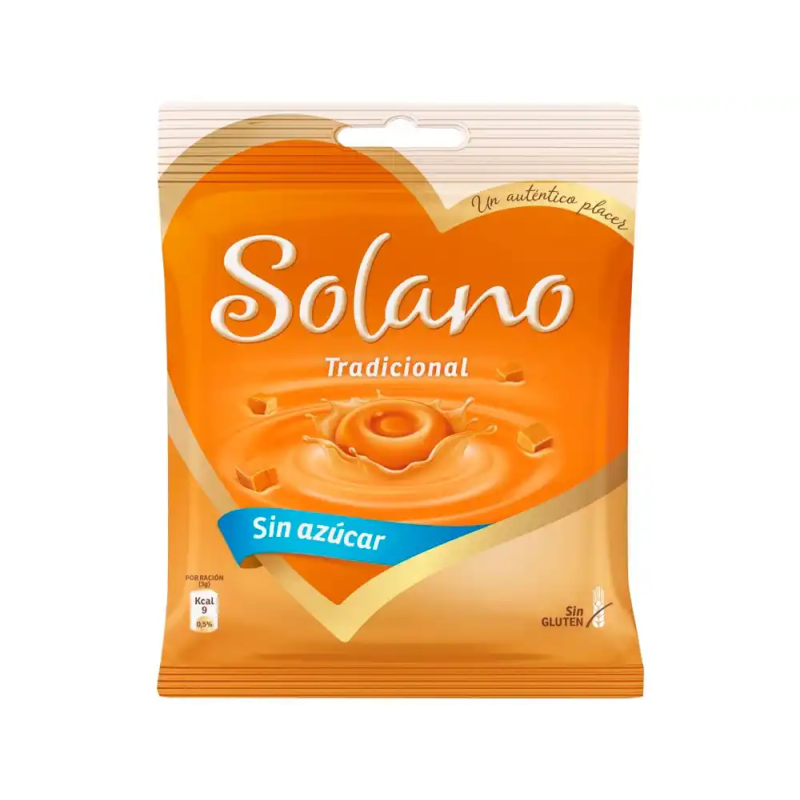 Caramelo solano tradicional toffe con crema sin azucar bolsa de 99 gr