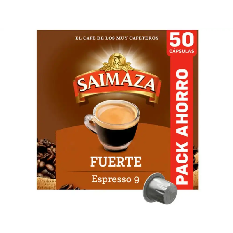 Cafe saimaza fuerte espresso intensidad 9 caja de 50 capsulas compatible nespresso