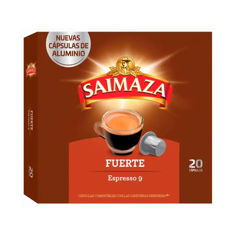 Cafe saimaza fuerte espresso intensidad 9 caja de 20 capsulas compatible nespresso
