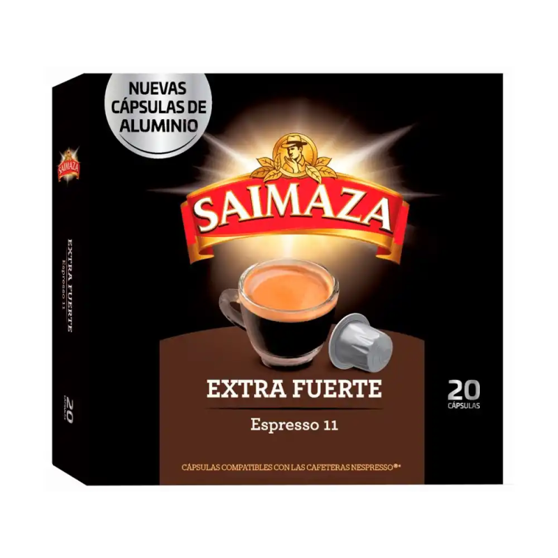 Cafe saimaza extra fuerte espresso intensidad 11 caja de 20 capsulas compatible nespresso