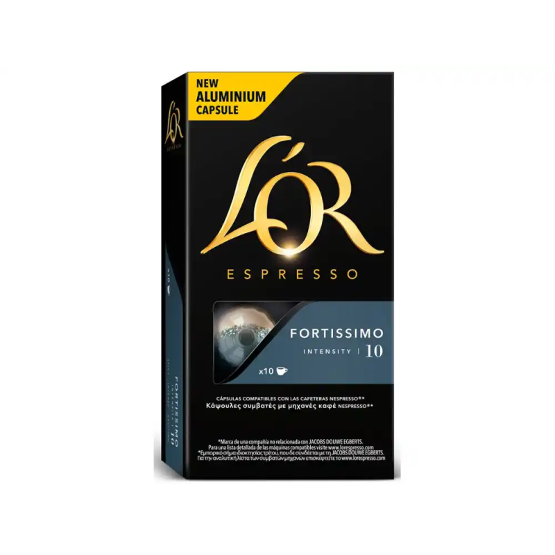 Cafe l'or espresso fortissimo intensidad 10 caja de 10 capsulas compatible nespresso