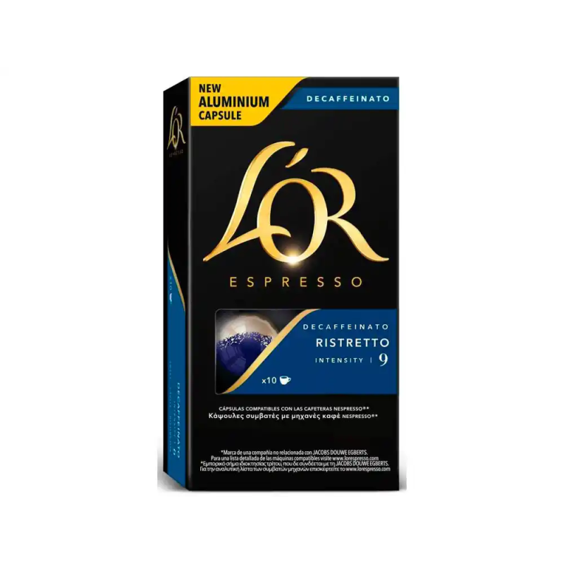 Cafe l'or espresso descafeinado ristretto intensidad 9 caja de 10 capsulas compatible nespresso