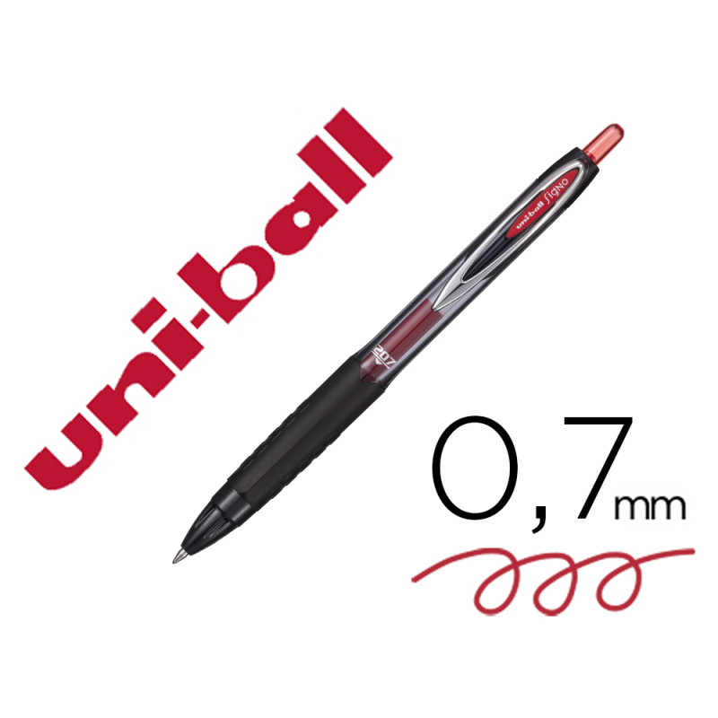Boligrafo uni-ball signo 207e retractil 0,7 mm color rojo