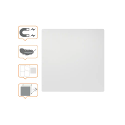 Pizarra blanca nobo modular sin marco acero magnetica 450x450 mm