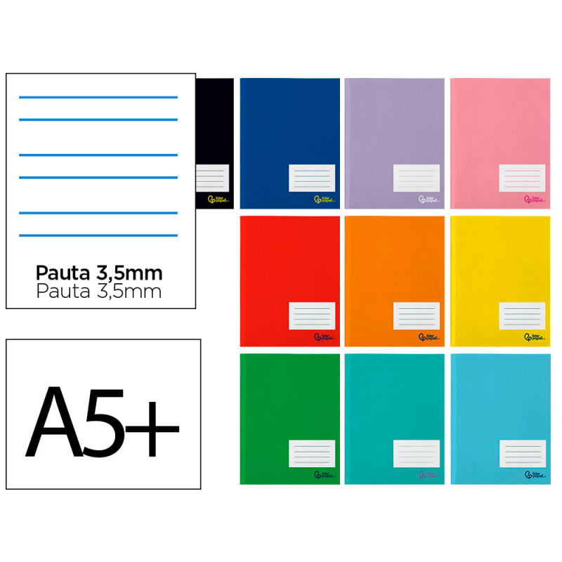 Libreta liderpapel smart a5 plus 32 hojas 75gr pauta 4 3.5mm con margen colores surtidos