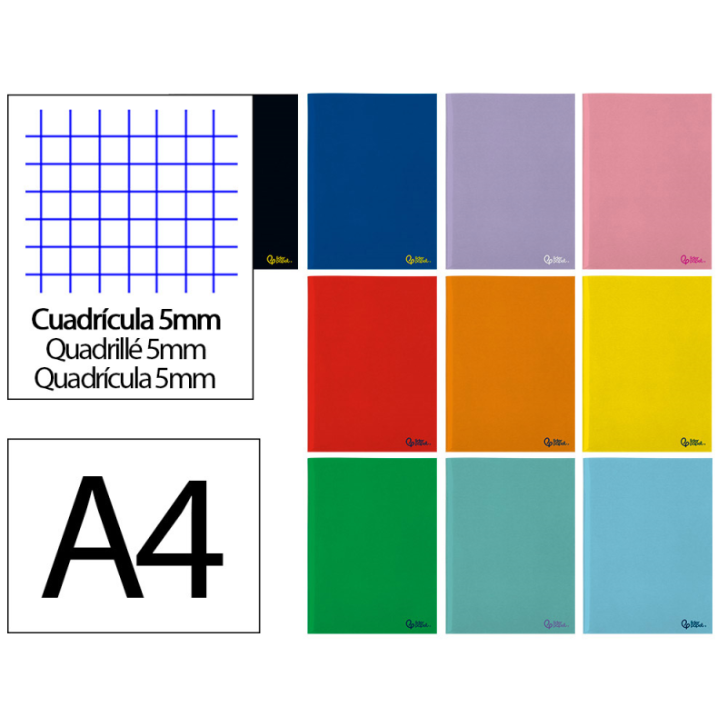 Libreta liderpapel smart a4 48 hojas 75gr cuadro 5mm con margen colores surtidos
