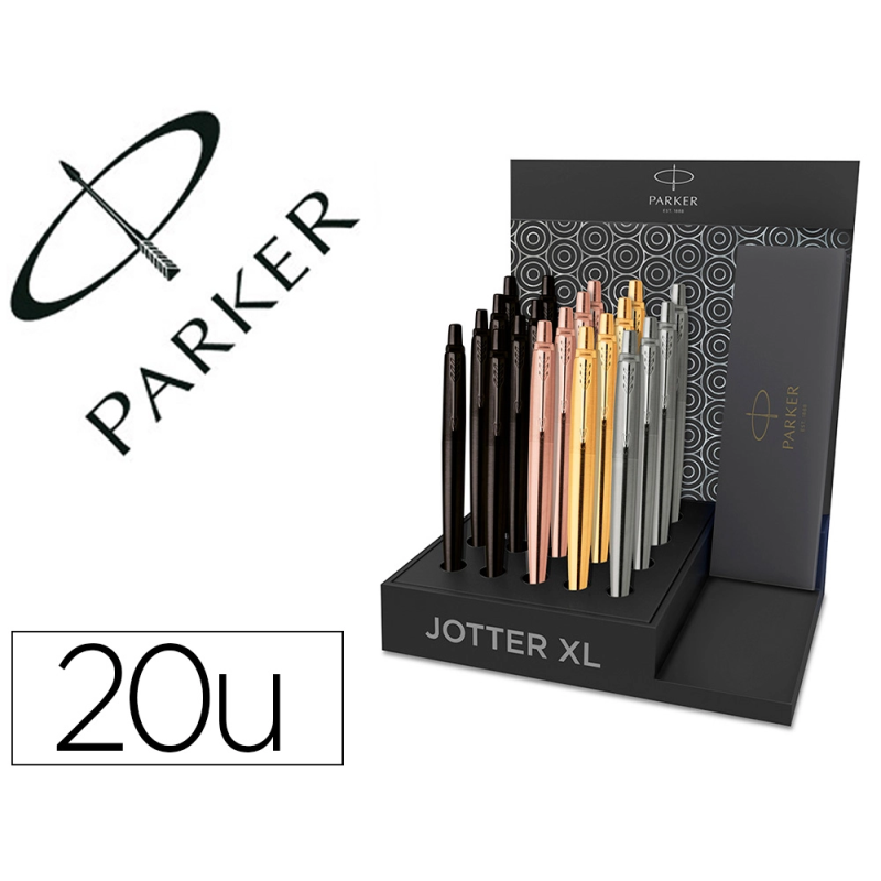 Boligrafo parker jotter xl monocromo expositor de 20 unidades surtidas