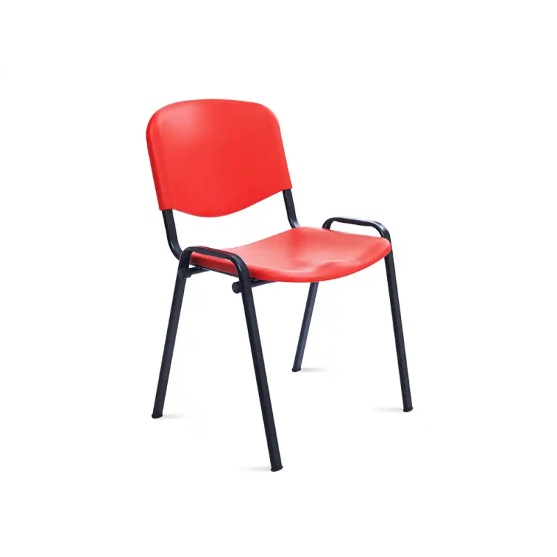 Silla rocada confidente estructura metalica respaldo y asiento en polimero color rojo