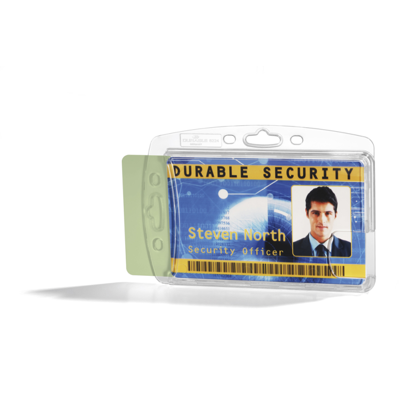 Identificador durable poliestireno rigido para 2 tarjetas vertical/horizontal 54x87 mm