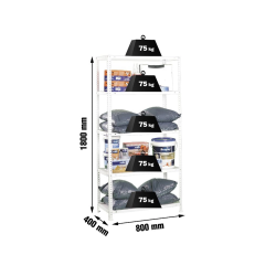 Estanteria metalica simonrack kits advantage mini 5/400 color blanco 5 estantes 75 kg por estante 180x80x40 cm