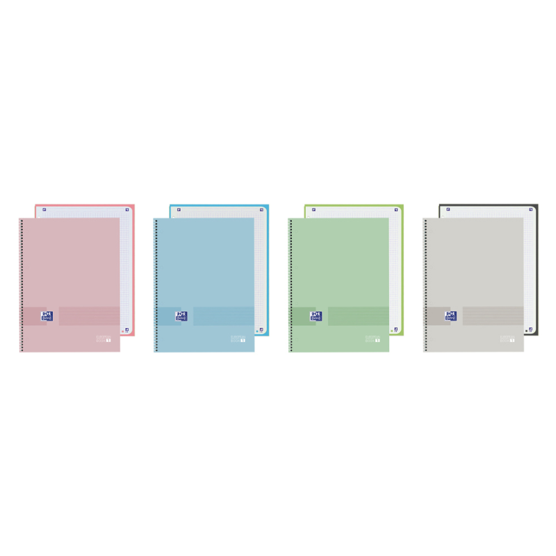 Cuaderno espiral oxford europeanbook 1 you tapa extradura din a4+ 80 hojas cuadro 5 mm color pastel