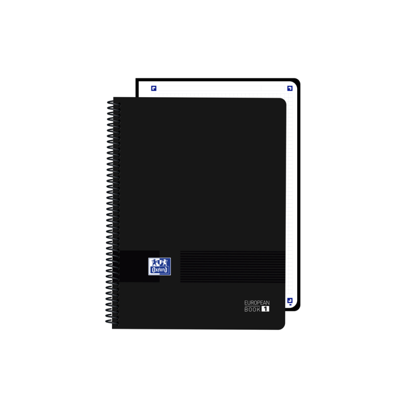 Cuaderno espiral oxford europeanbook 1 live&go tapa plastico din a4+ 80 hojas cuadro 5 mm color negro