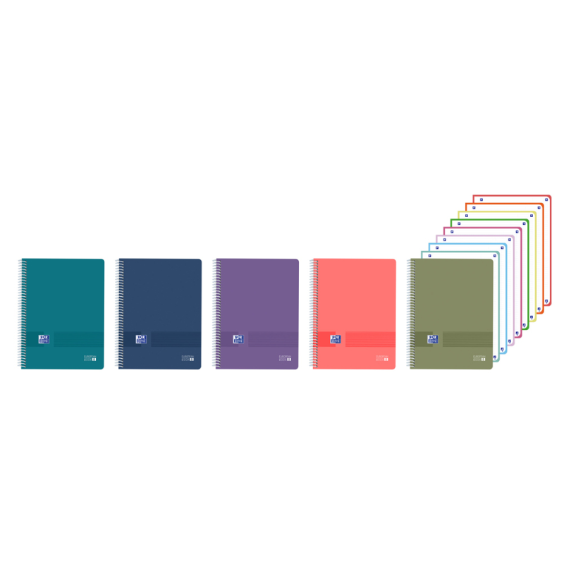 Cuaderno espiral oxford europeanbook 8 live&go tapa plastico din a4+ 160 hojas cuadro 5 mm colores surtidos