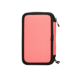 Plumier escolar antartik triple cremallera color coral 36 piezas