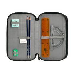 Plumier escolar antartik triple cremallera color azul 36 piezas