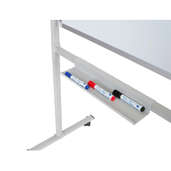 Pizarra blanca rocada volteable doble cara acero lacado magnetico con bandejas accesorios 150x120 cm