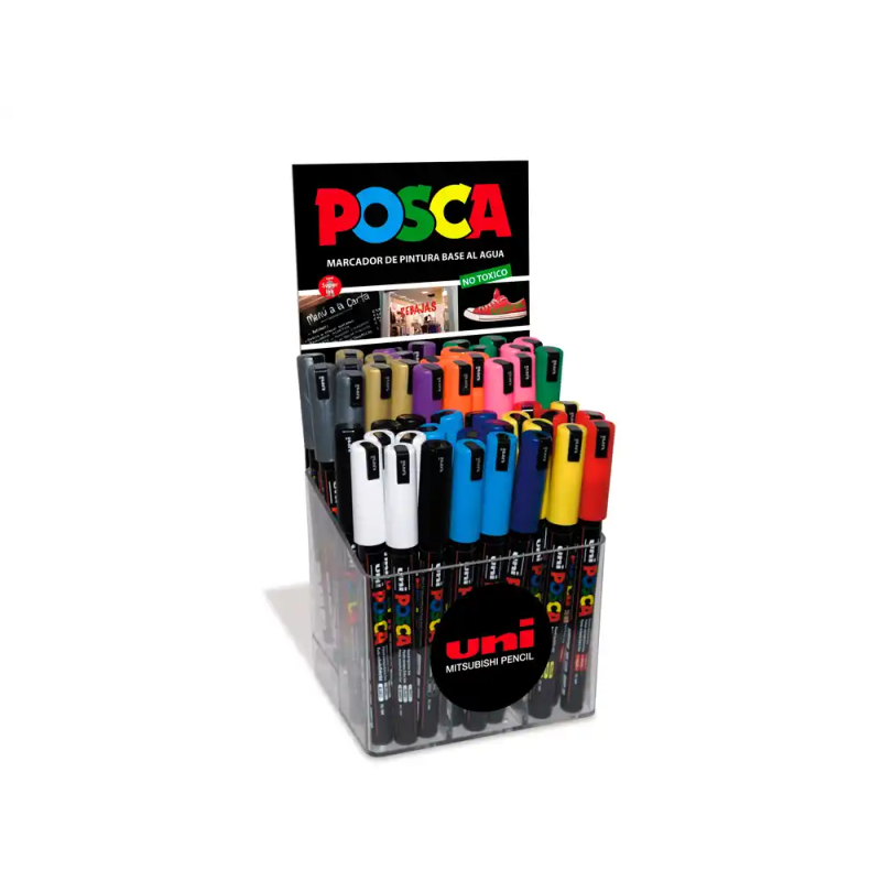 Rotulador uni-ball posca pc1mr pintura base al agua 0,7 mm expositor 48 unidades colores surtidos