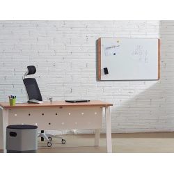 Pizarra blanca rocada lacada magnetica tablero color roble 100x150 cm