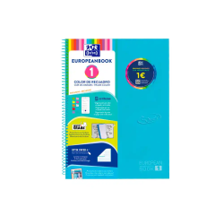 Cuaderno espiral oxford ebook 1 tapaextradura din a4+ 80 hojas cuadro 5 mm con margen bebe touch
