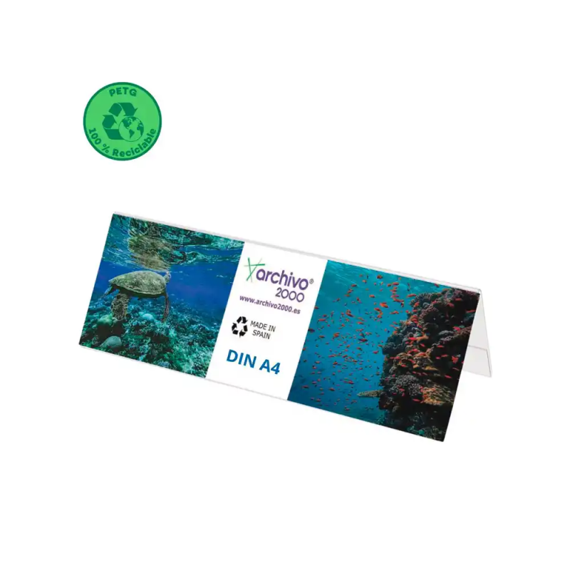 Identificador sobremesa archivo 2000 petg flexible visibilidad doble cara din a4 85x300x100 mm
