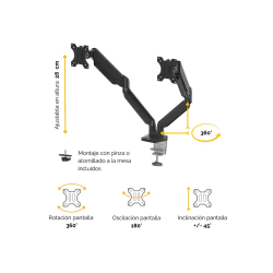 Brazo para monitor plano doble fellowes platinum series dual arm normativa vesa para pantallas hasta 9