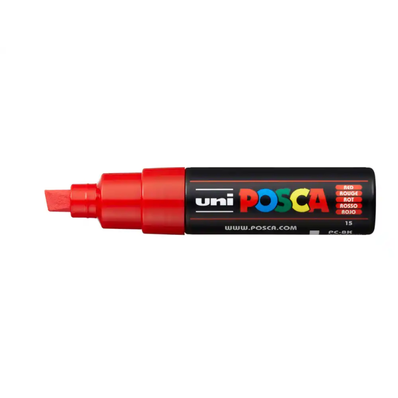 Rotulador uni posca pc-8k marcador de pintura punta biselada 8 mm rojo
