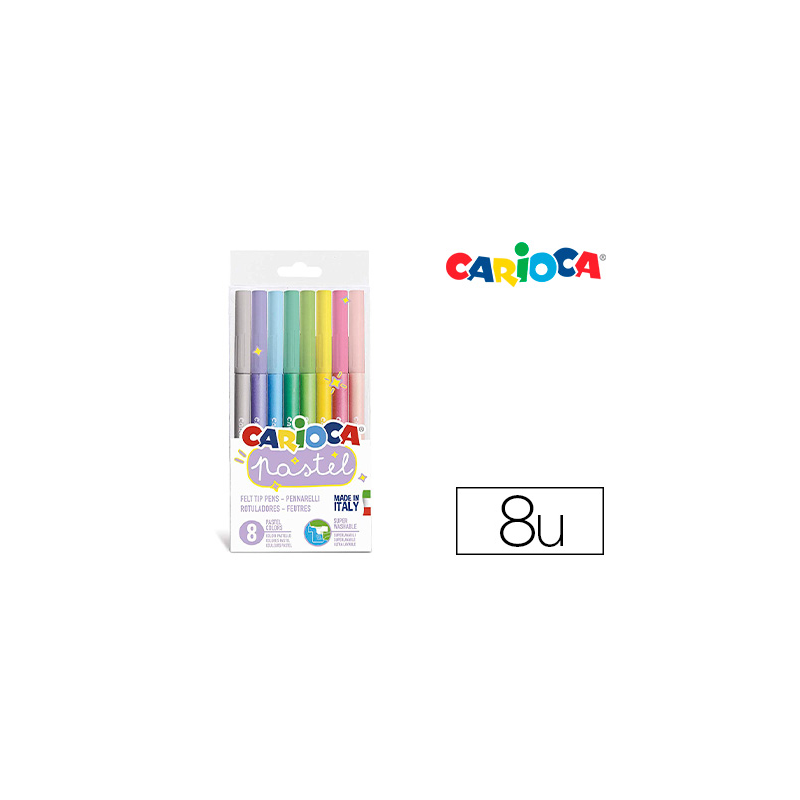Rotulador carioca pastel blister de 8 unidades colores surtidos