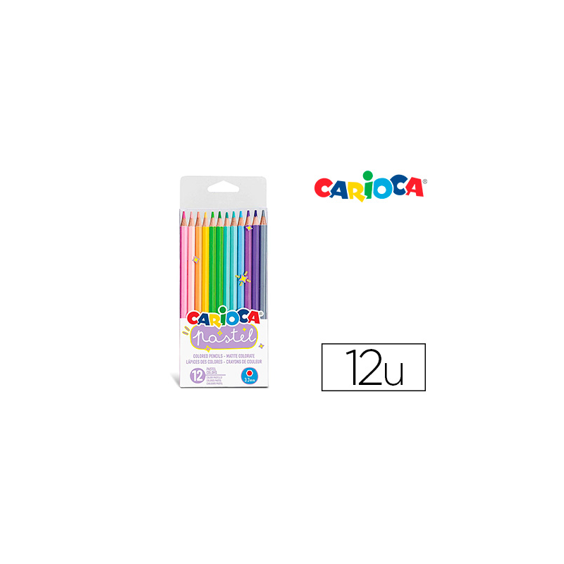 Lapices de colores carioca pastel blister de 12 colores surtidos