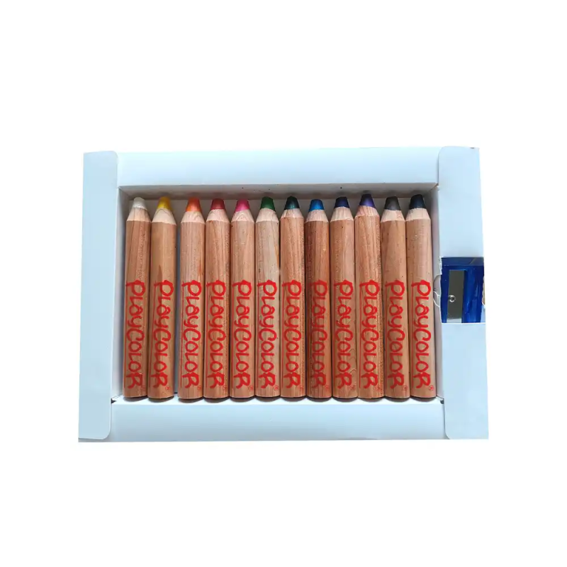 Lapices de colores playcolor maxi basic con sacapuntas caja de 12 unidades colores surtidos