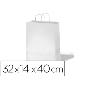 Bolsa kraft basika celulosa blanco 90 gr asa retorcida tamaño /'l/' 320x140x400 mm