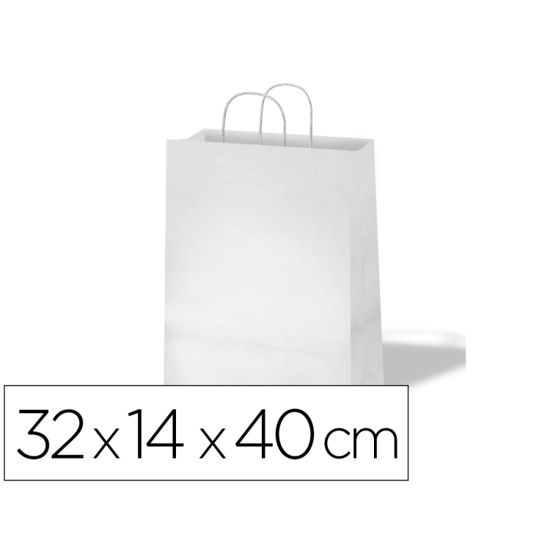 Bolsa kraft basika celulosa blanco 90 gr asa retorcida tamaño /'l/' 320x140x400 mm