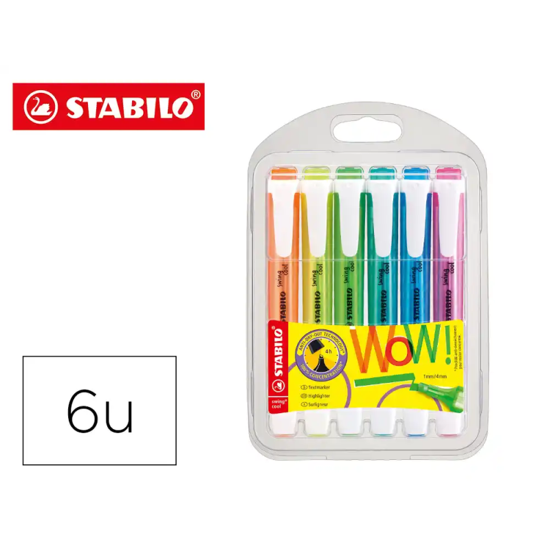 Rotulador stabilo fluorescente swing cool swing cool estuche 6 unidades colores surtidos