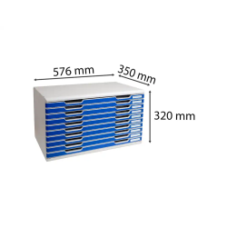 Modulo cajones sobremesa exacompta classic 10 cajones poliestireno din a3 gris claro/azul 576x320x350 mm