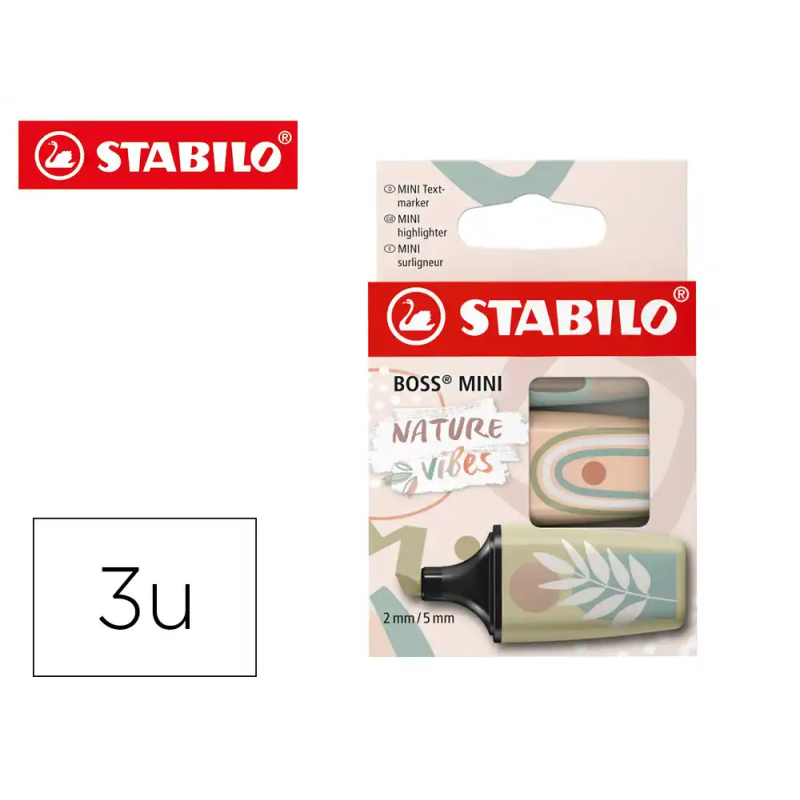 Rotulador stabilo boss mini naturevibes estuche de 3 unidades colores surtidos