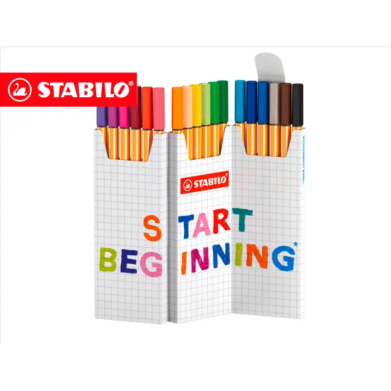 Rotulador stabilo punta de fibra point 88 zi-zag estuche de 18 unidades colores surtidos