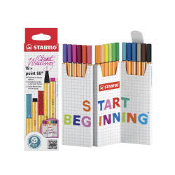 Rotulador stabilo punta de fibra point 88 zi-zag estuche de 18 unidades colores surtidos