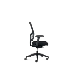 Silla de oficina rocada brazos regulables asiento tela ignifuga y respaldo malla color negro