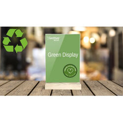 Expositor sobremesa archivo 2000 forma t metacrilato 100% reciclado con base de madera din a4 40x210x330 mm