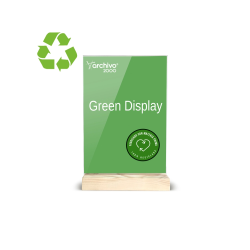 Expositor sobremesa archivo 2000 forma t metacrilato 100% reciclado con base de madera din a4 40x210x330 mm