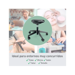 Taburete leitz ergo con asiento triangular 5 ruedas giratorias regulable en altura hasta 59 cm negro