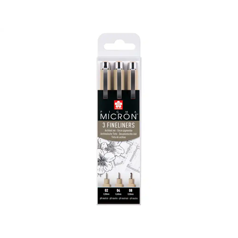 Rotulador sakura pigma micron negro estuche de 3 unidades